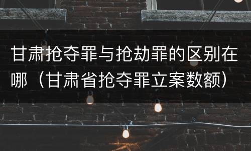 甘肃抢夺罪与抢劫罪的区别在哪（甘肃省抢夺罪立案数额）