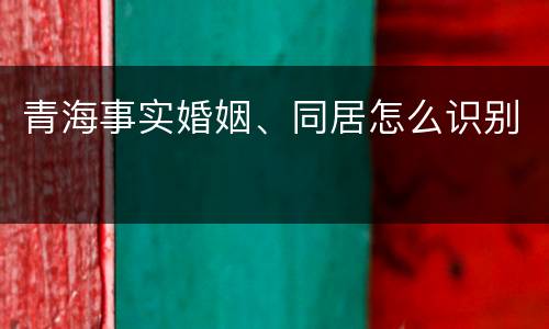 青海事实婚姻、同居怎么识别