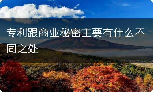 专利跟商业秘密主要有什么不同之处