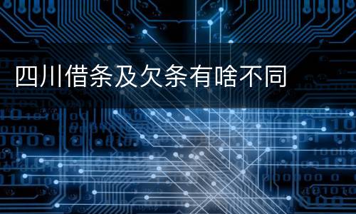 四川借条及欠条有啥不同