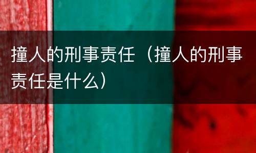 撞人的刑事责任（撞人的刑事责任是什么）