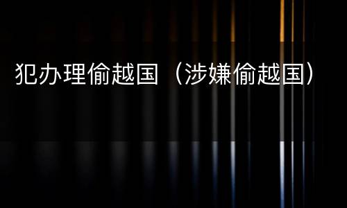 犯办理偷越国（涉嫌偷越国）