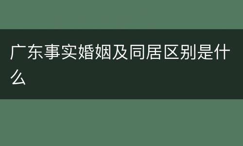 广东事实婚姻及同居区别是什么