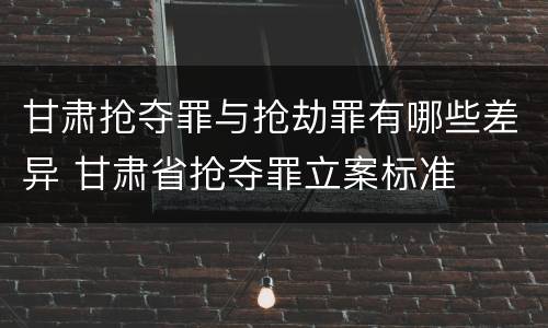 甘肃抢夺罪与抢劫罪有哪些差异 甘肃省抢夺罪立案标准