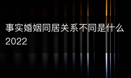 事实婚姻同居关系不同是什么2022