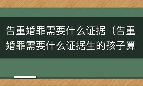 告重婚罪需要什么证据（告重婚罪需要什么证据生的孩子算吗）