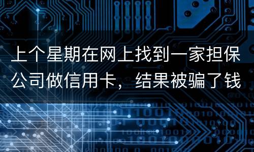 上个星期在网上找到一家担保公司做信用卡，结果被骗了钱，请问能不能把钱要回