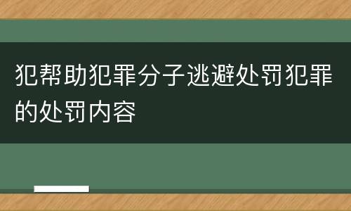 犯帮助犯罪分子逃避处罚犯罪的处罚内容