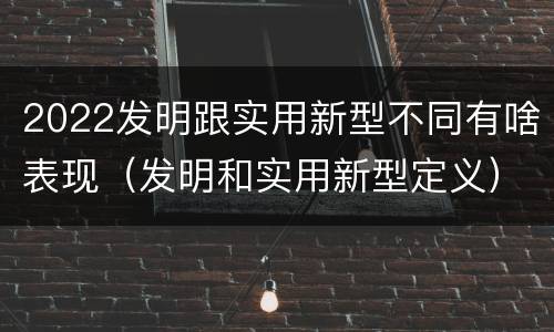 2022发明跟实用新型不同有啥表现（发明和实用新型定义）