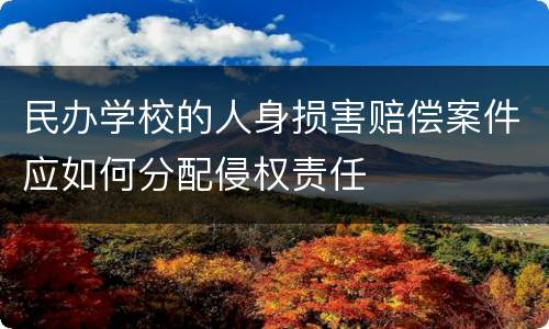 民办学校的人身损害赔偿案件应如何分配侵权责任