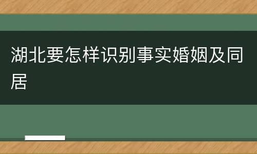 湖北要怎样识别事实婚姻及同居