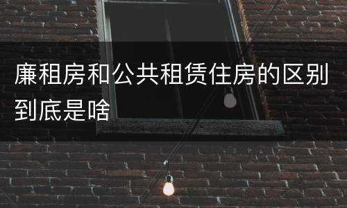 廉租房和公共租赁住房的区别到底是啥