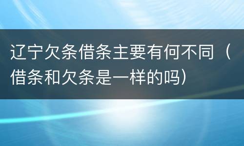 辽宁欠条借条主要有何不同（借条和欠条是一样的吗）