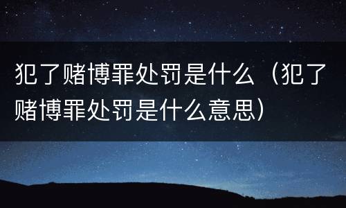 犯了赌博罪处罚是什么（犯了赌博罪处罚是什么意思）