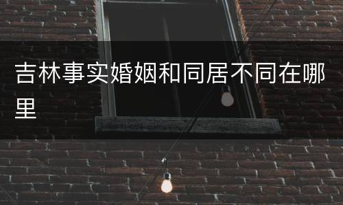 吉林事实婚姻和同居不同在哪里