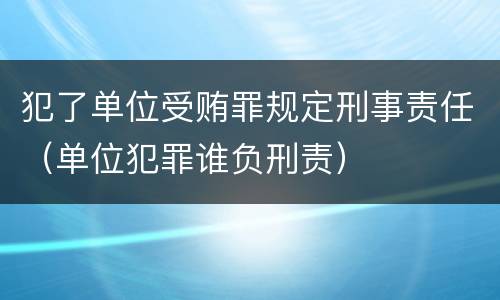 犯了单位受贿罪规定刑事责任（单位犯罪谁负刑责）