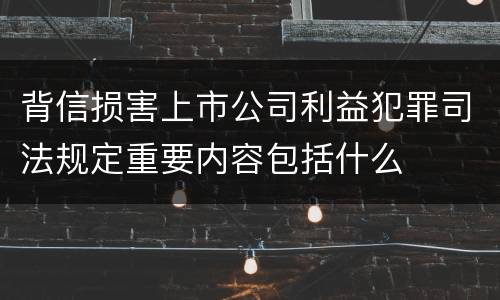 背信损害上市公司利益犯罪司法规定重要内容包括什么