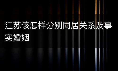 江苏该怎样分别同居关系及事实婚姻