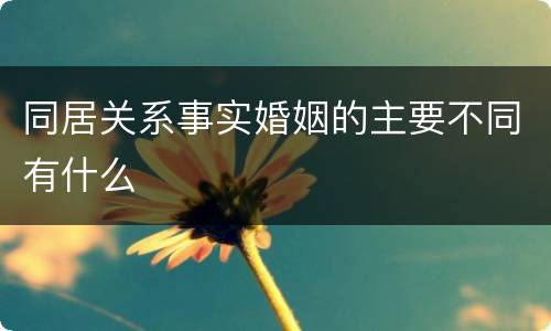 同居关系事实婚姻的主要不同有什么