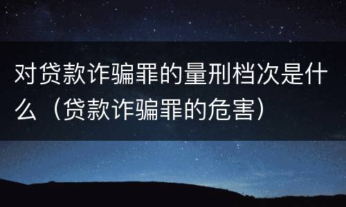 对贷款诈骗罪的量刑档次是什么（贷款诈骗罪的危害）