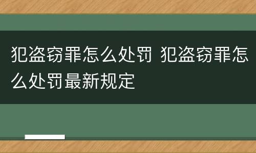 犯盗窃罪怎么处罚 犯盗窃罪怎么处罚最新规定