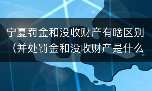 宁夏罚金和没收财产有啥区别（并处罚金和没收财产是什么意思）
