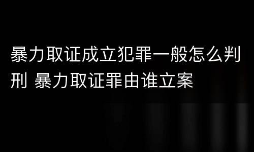 暴力取证成立犯罪一般怎么判刑 暴力取证罪由谁立案