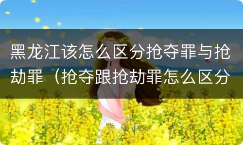 黑龙江该怎么区分抢夺罪与抢劫罪（抢夺跟抢劫罪怎么区分）