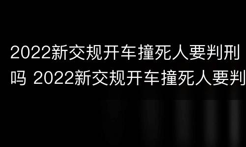 2022新交规开车撞死人要判刑吗 2022新交规开车撞死人要判刑吗视频