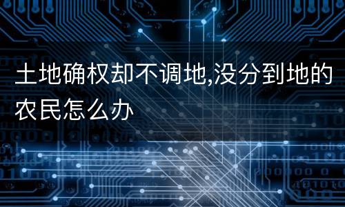 土地确权却不调地,没分到地的农民怎么办