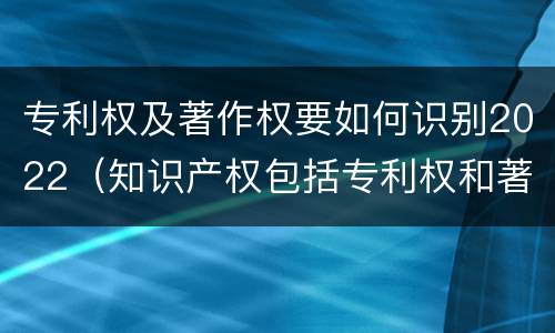 专利权及著作权要如何识别2022（知识产权包括专利权和著作权吗）