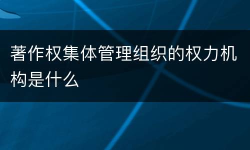 著作权集体管理组织的权力机构是什么