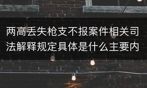 两高丢失枪支不报案件相关司法解释规定具体是什么主要内容