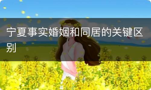 宁夏事实婚姻和同居的关键区别