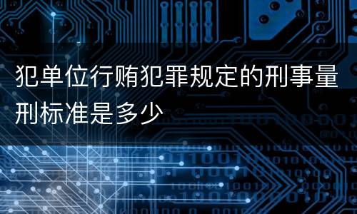 犯单位行贿犯罪规定的刑事量刑标准是多少