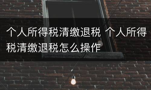 个人所得税清缴退税 个人所得税清缴退税怎么操作
