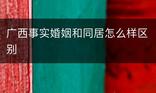 广西事实婚姻和同居怎么样区别