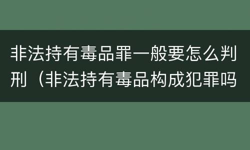 非法持有毒品罪一般要怎么判刑（非法持有毒品构成犯罪吗）