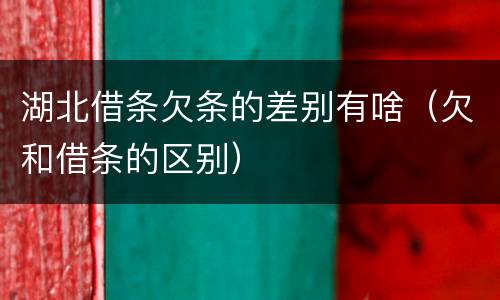 湖北借条欠条的差别有啥（欠和借条的区别）