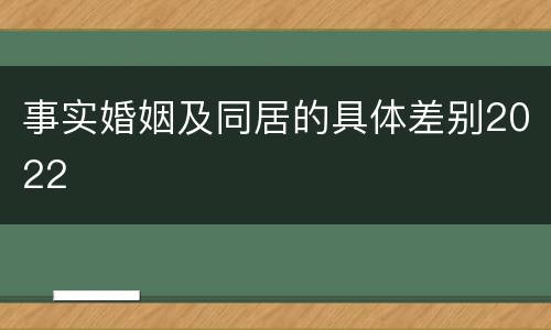 事实婚姻及同居的具体差别2022