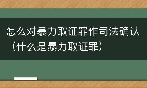 怎么对暴力取证罪作司法确认（什么是暴力取证罪）