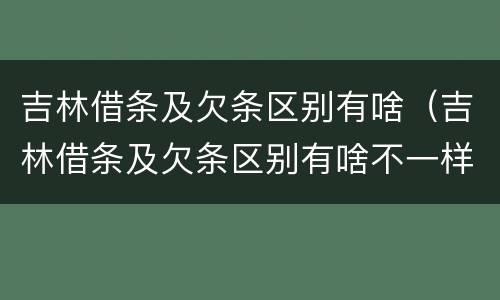 吉林借条及欠条区别有啥（吉林借条及欠条区别有啥不一样）