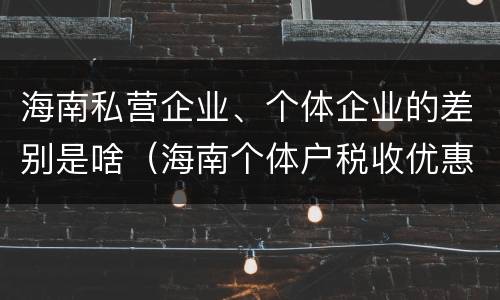 海南私营企业、个体企业的差别是啥（海南个体户税收优惠政策）