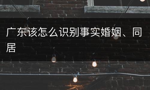 广东该怎么识别事实婚姻、同居