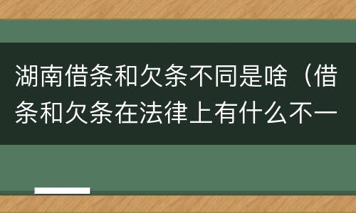 湖南借条和欠条不同是啥（借条和欠条在法律上有什么不一样的地方）