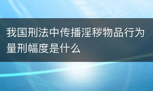 我国刑法中传播淫秽物品行为量刑幅度是什么