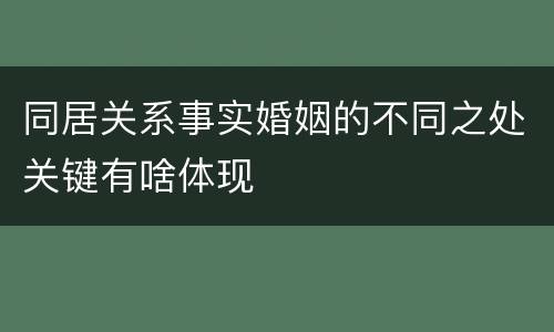 同居关系事实婚姻的不同之处关键有啥体现