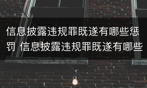信息披露违规罪既遂有哪些惩罚 信息披露违规罪既遂有哪些惩罚措施