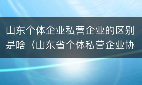 山东个体企业私营企业的区别是啥（山东省个体私营企业协会酒业分会）