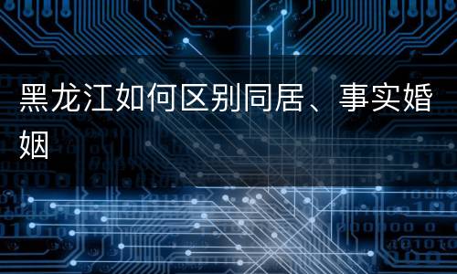 黑龙江如何区别同居、事实婚姻